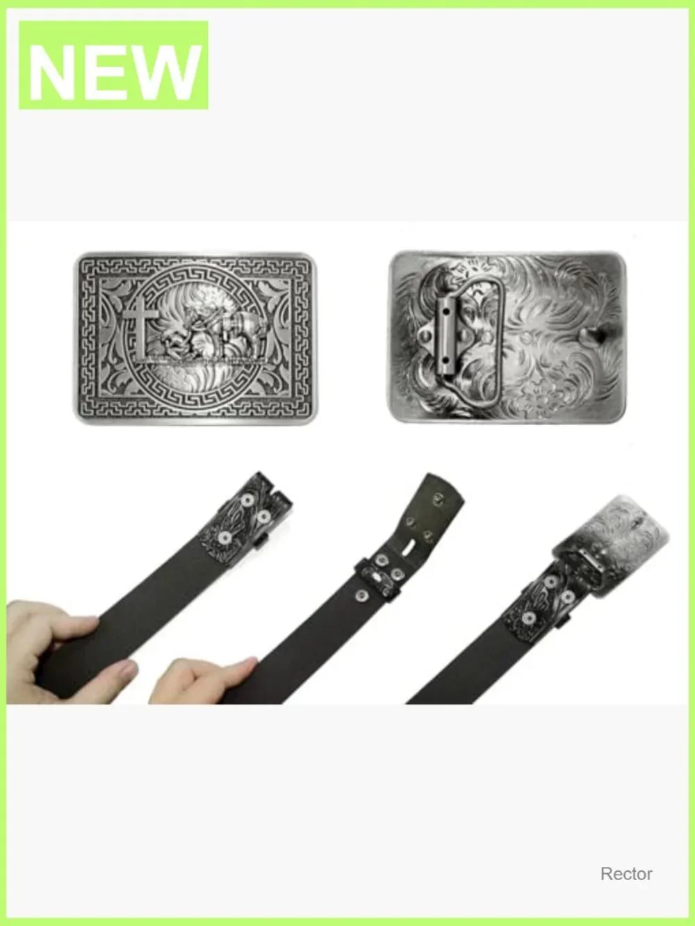 Men's Classic Western Handmade Cow Leather Belt with Buckle